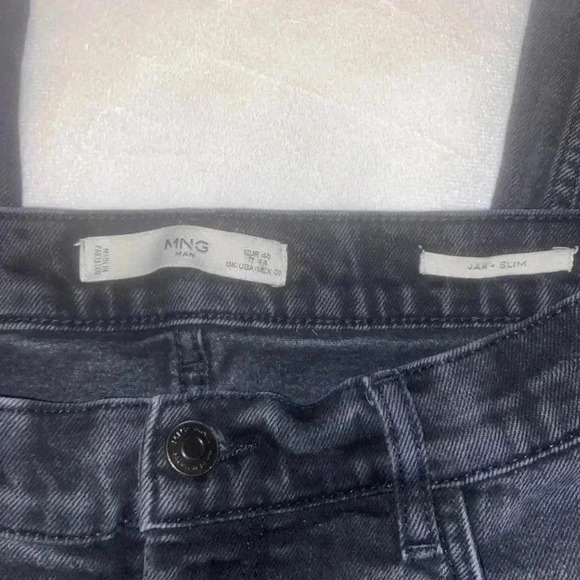 MANGO Mens Jan Slim Straight Black Jeans - Picture 5 of 7